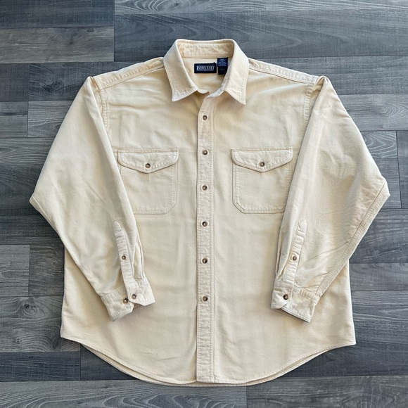 Lands' End Other - Lands’ End Heavyweight Chamois Shirt Men's XL 17-17.5 Yellow 100% Cotton